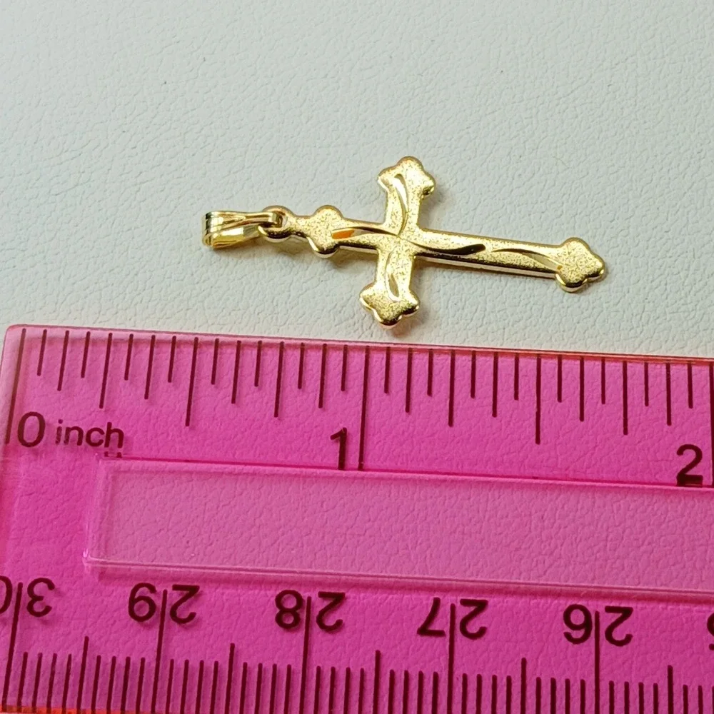 Karatbond Vintage Gold Y2K Diamond Cut Cross Necklace Pendant Made USA NOS New